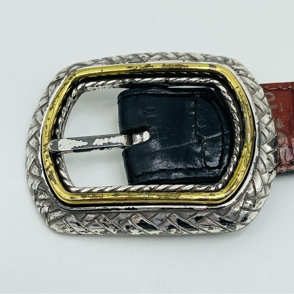 Brighton Marcus two tone reversible belt leather gold‎ silver black brown size L - Picture 5 of 9